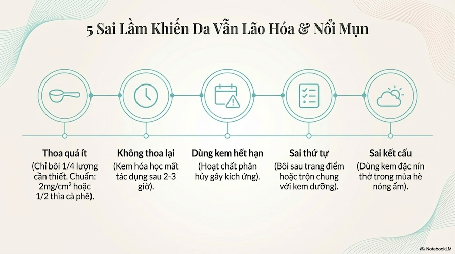 5 Sai Lầm Khiến Bạn Thoa Kem Mà Vẫn Cháy Nắng Và Nổi Mụn