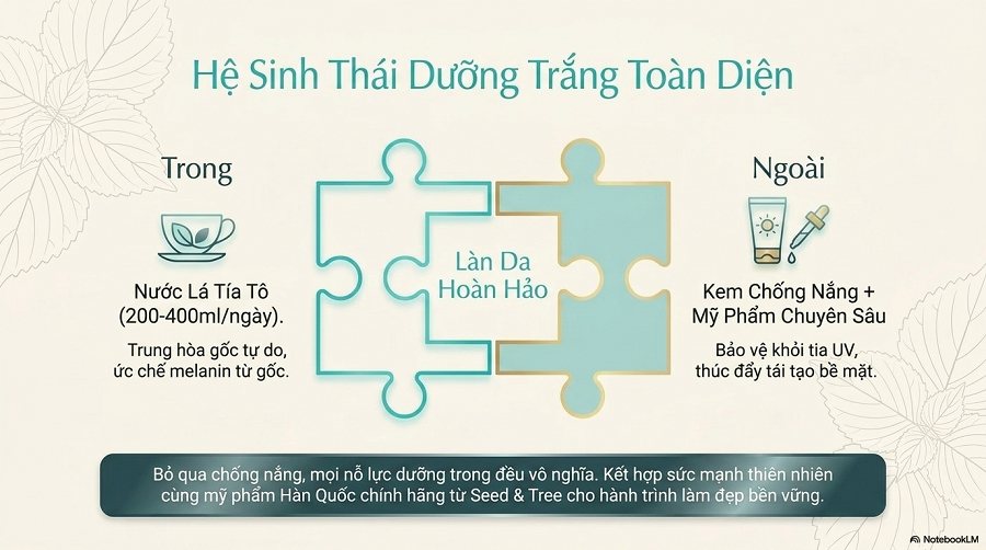 cách làm nước uống trắng da từ lá tía tô