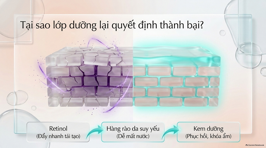 Dưỡng ẩm sau khi dùng retinol