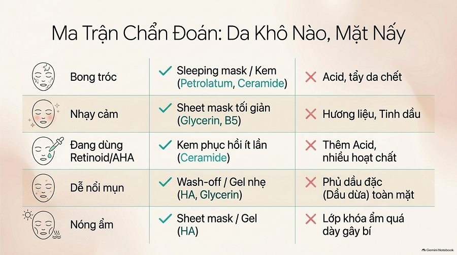 Mặt nạ dưỡng ẩm cho da khô
