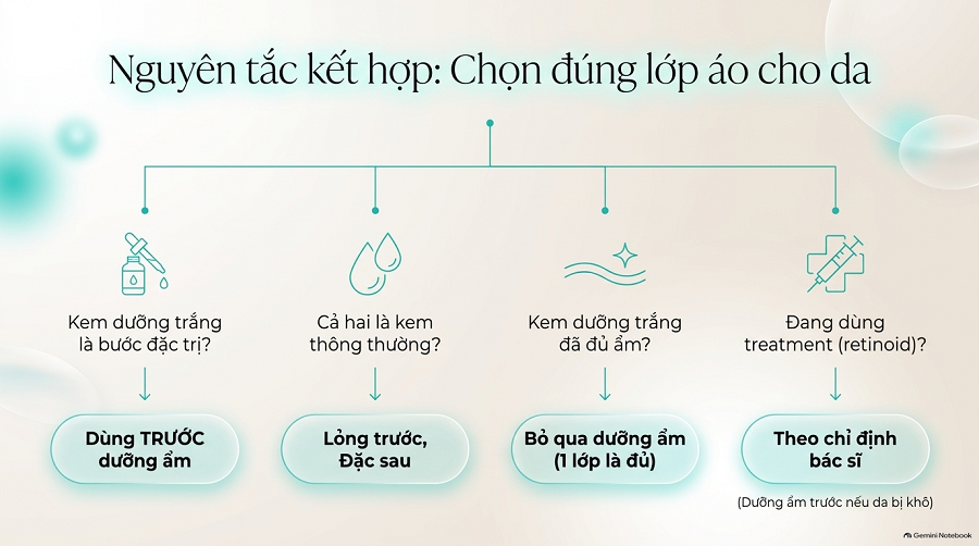 nên bôi kem dưỡng ẩm trước hay kem dưỡng trắng trước