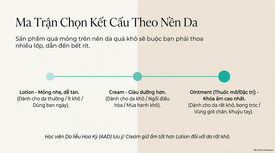 Sữa dưỡng thể không bết rít